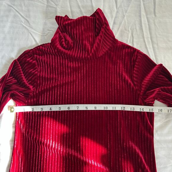 Red Velour Mock Neck Red Holiday Dress Art Class Girls Size 14 - Picture 5 of 8